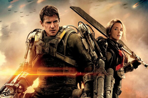 Il poster del film fantasy edge of Tomorrow con Tom Cruise ed Emily Blunt