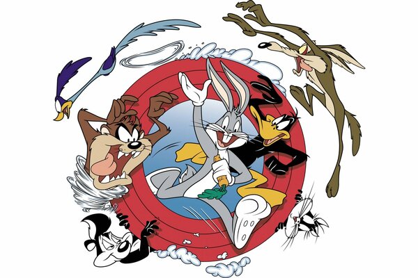 Image de la bande dessinée avec les héros de Tahiti, Sylvester, Skunk Bucks Bunny