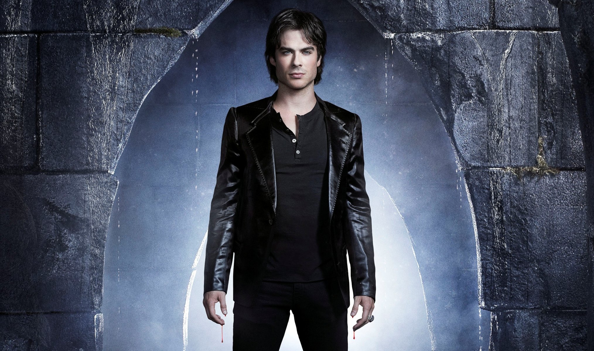 the vampire diaries temporada 4 serie de televisión damon salvatore damon salvatore actor ian somerhalder ian somerhalder paredes chaqueta sangre