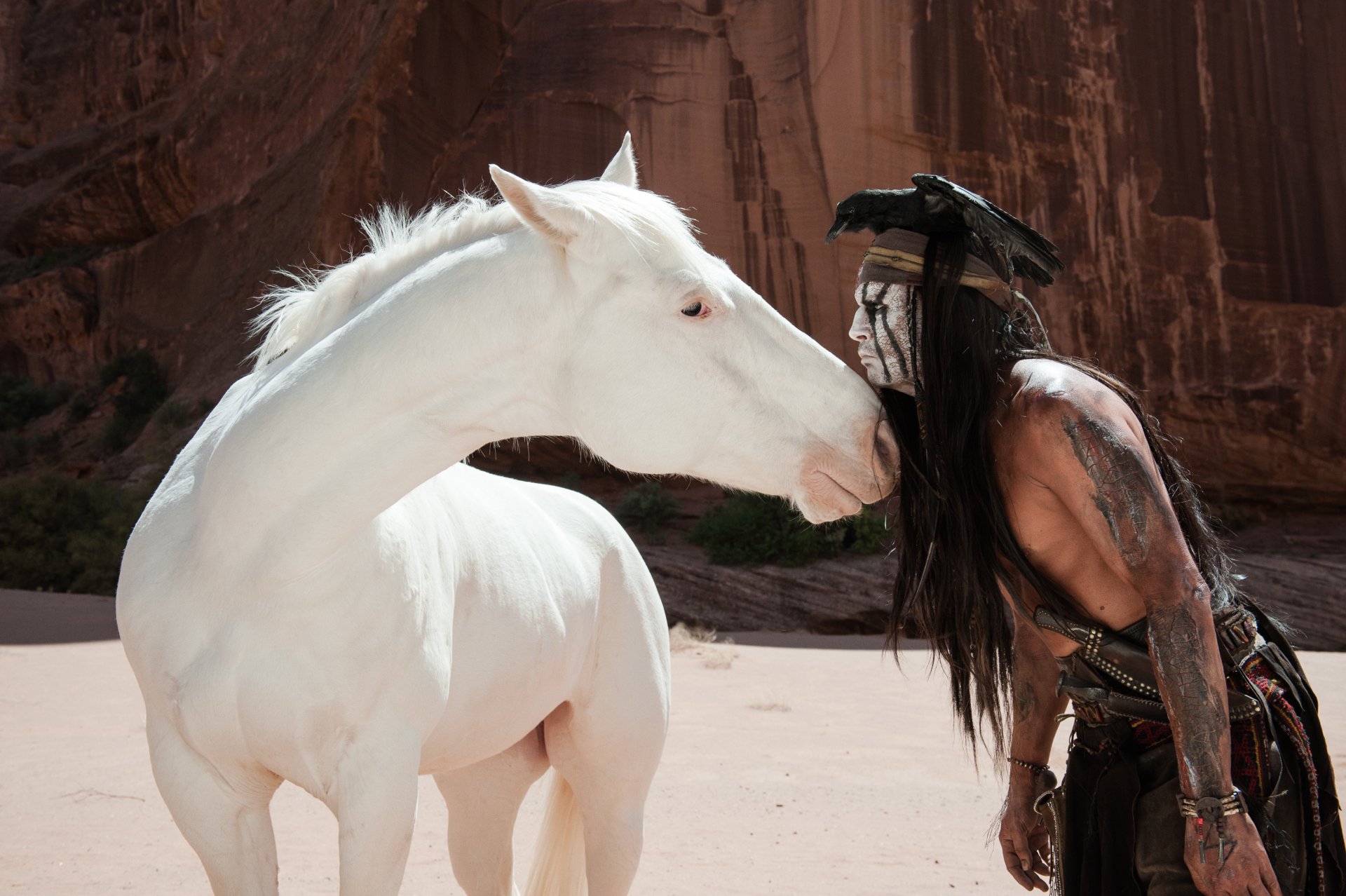 lone ranger johnny depp tonto actor indian horse bird crow