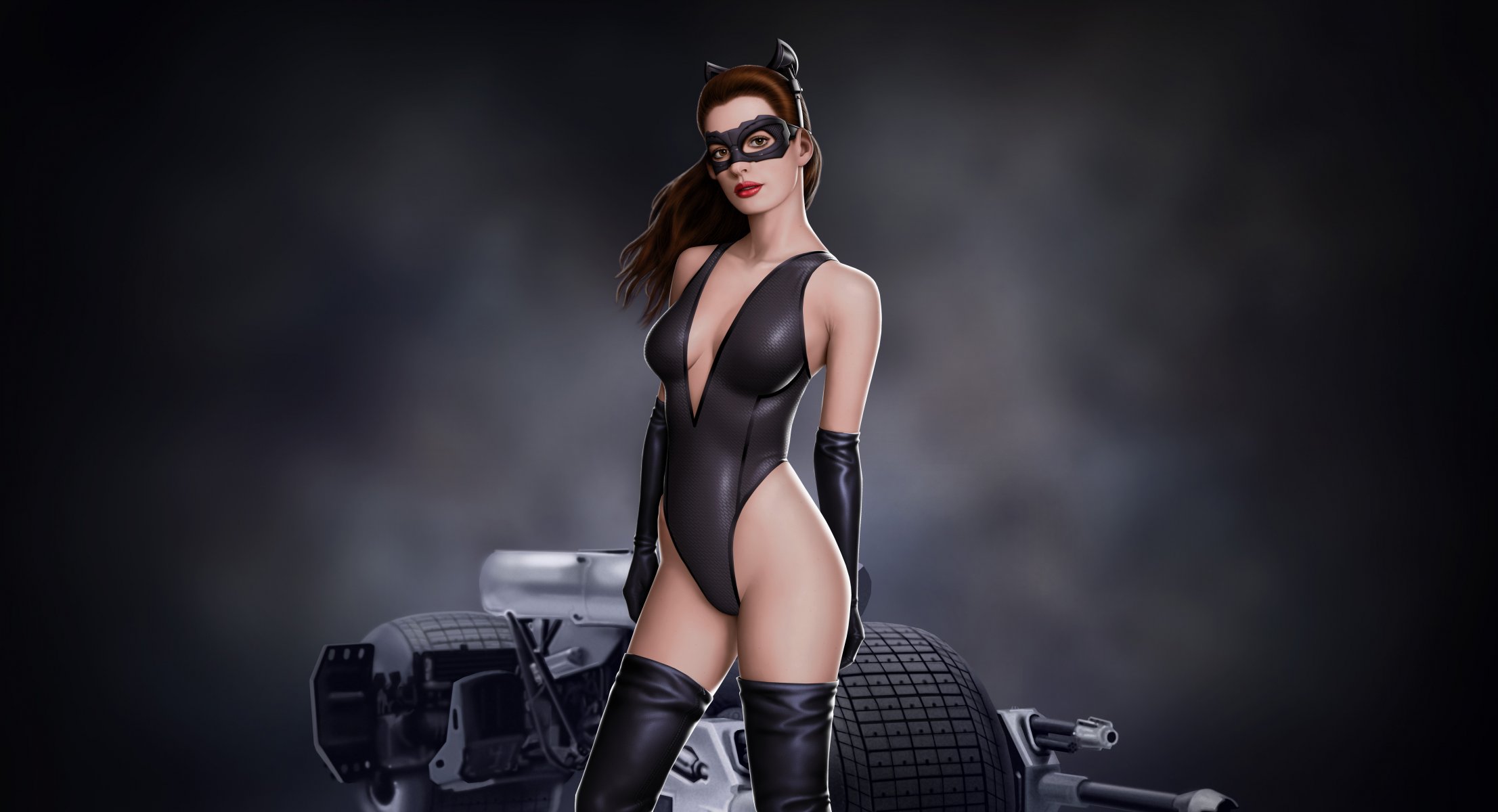 anne hathaway batman catwoman art art vue masque