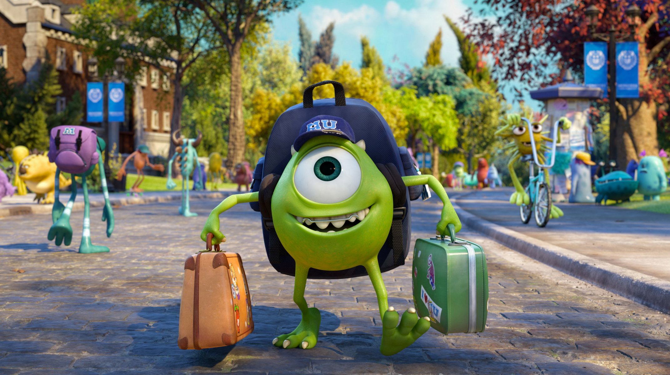 università dei mostri mike wazowski disney pixar valigia berretto gioia mostri