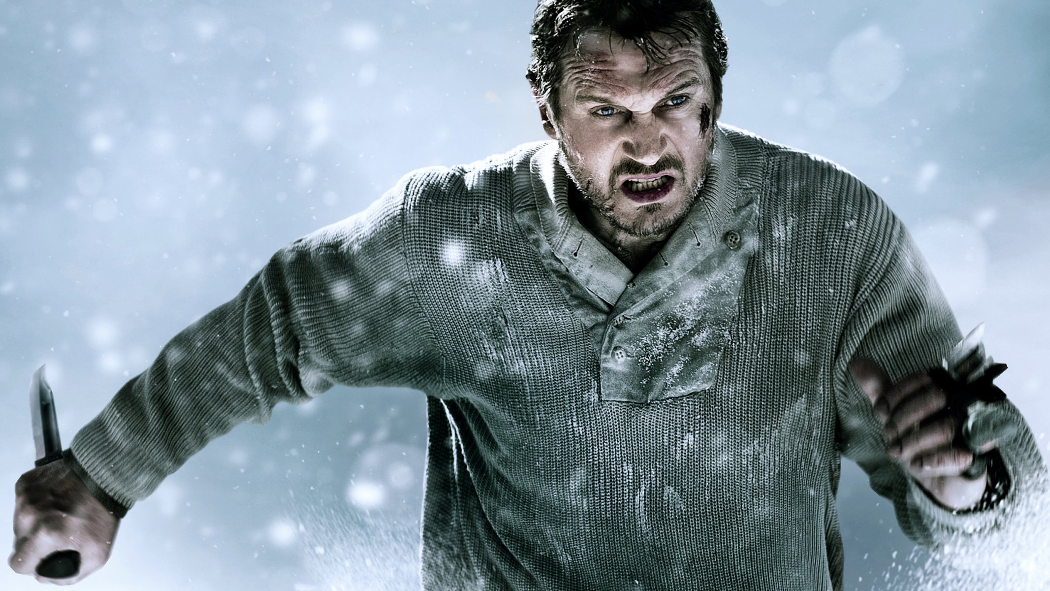 película lucha liam neeson cuchillo nieve denotar gris