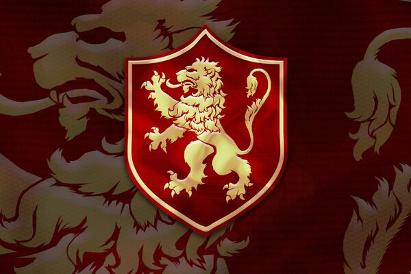 Coat of arms with a lion from the TV series Game of Thrones .