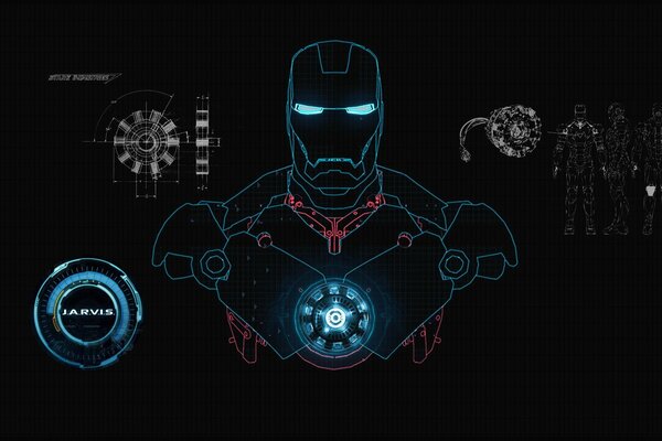 Wallpaper in the form of a graphic image of iron man