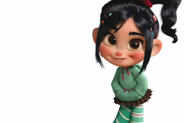 Cute girl with black hair from a cartoon