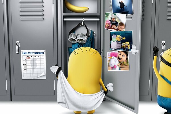 Minions in the gym locker room