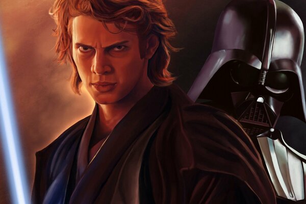 Dessin de Dark Vador et Hayden Christensen de Star Wars