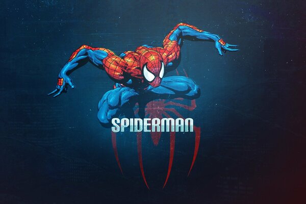 Spider-Man in salto su sfondo blu