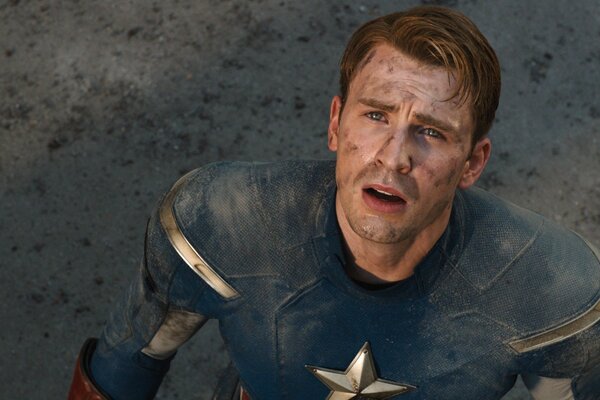 Captain America looks up at the sky