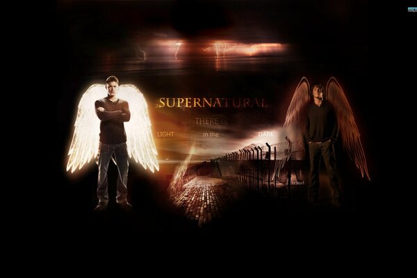 Jensen with wings on a background of gold lettering