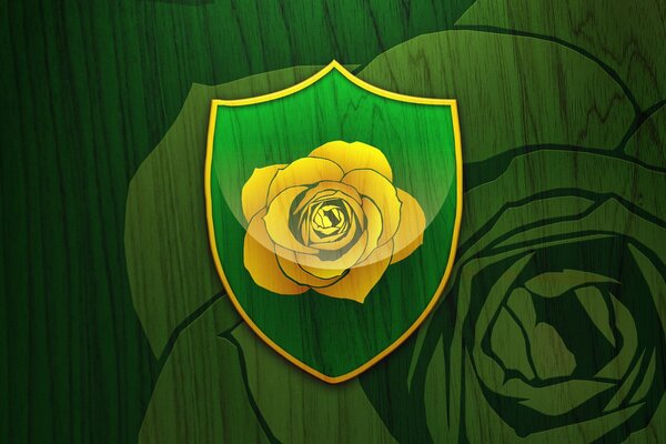 Golden rose on a green background