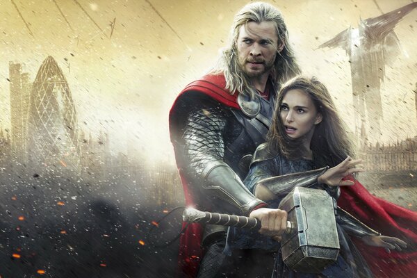 Ujęcie, w którym Thor ratuje dziewczynę