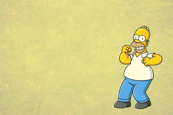 Homer Simpson is dancing and smiling