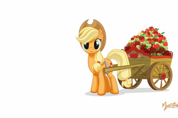 Apple Jack lleva manzanas en un carro