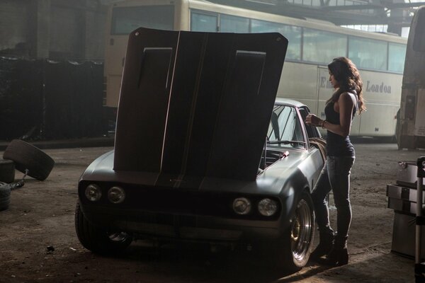 Letty with the fast and Furious 6 car