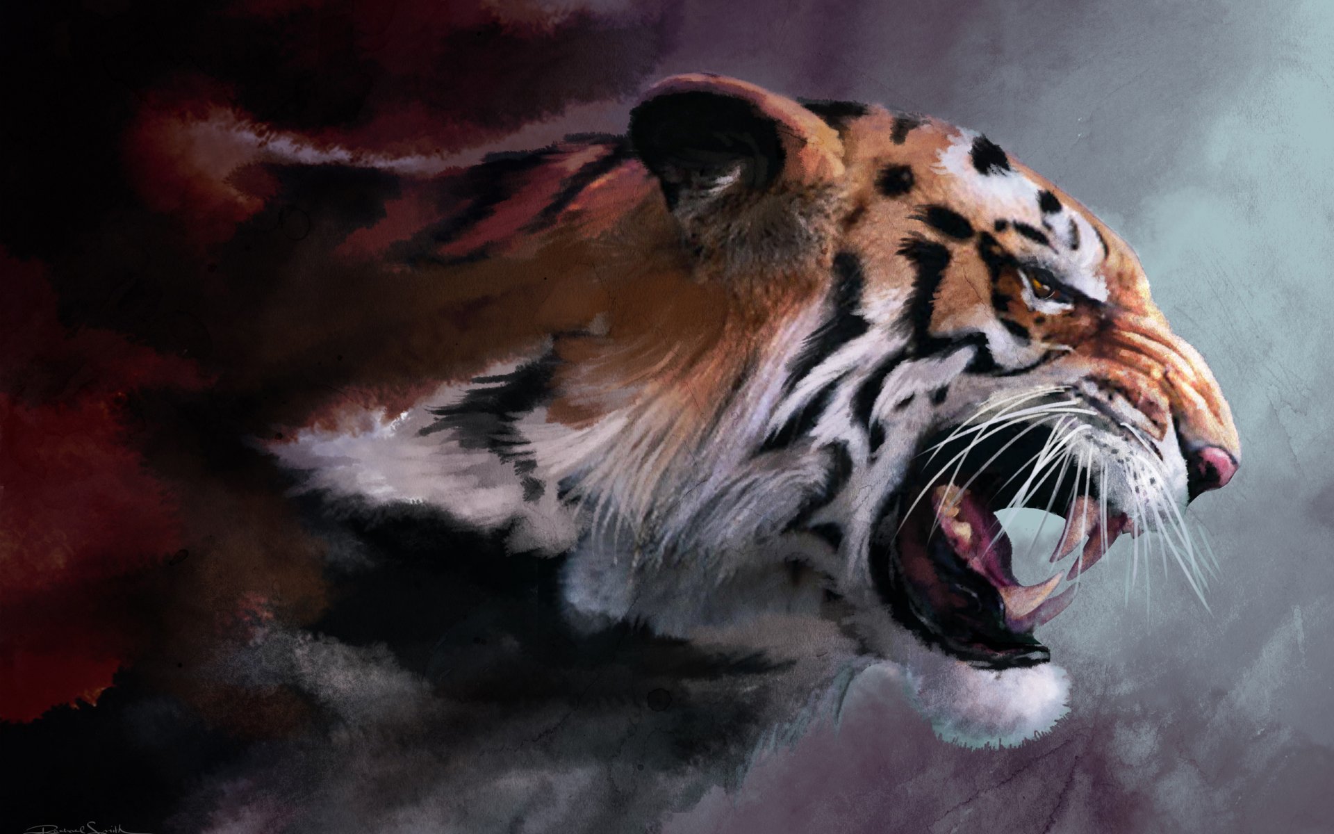 tigre gatto disegno rendering zanne rabbia