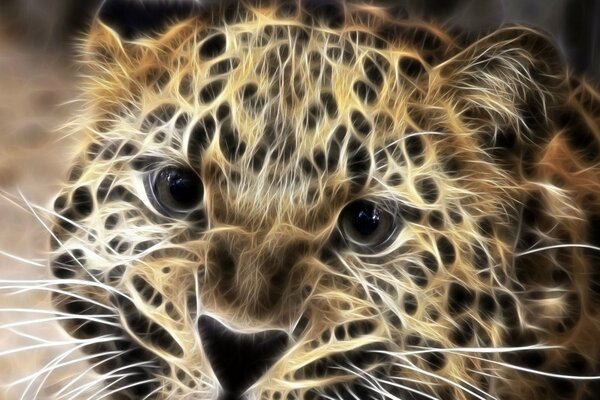 Fantastic processing of the leopard in Photoshop