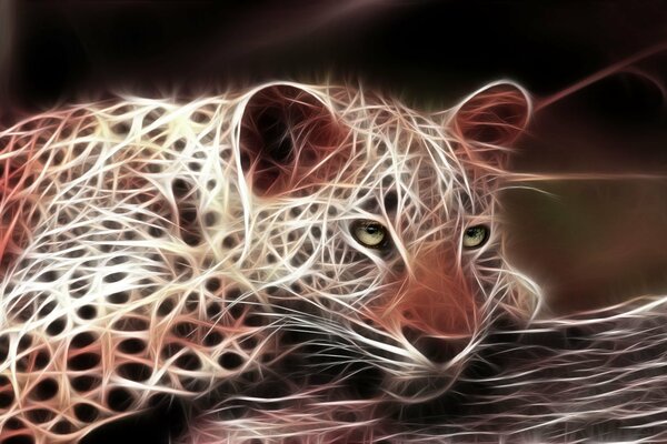 Peacefully resting leopard 3d