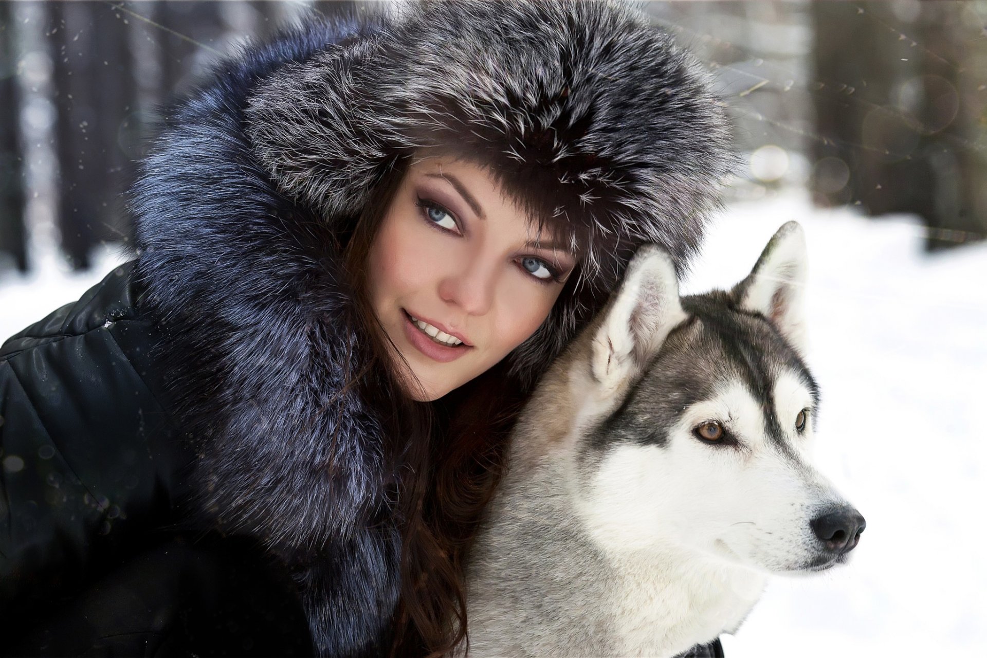 husky amigo chica piel