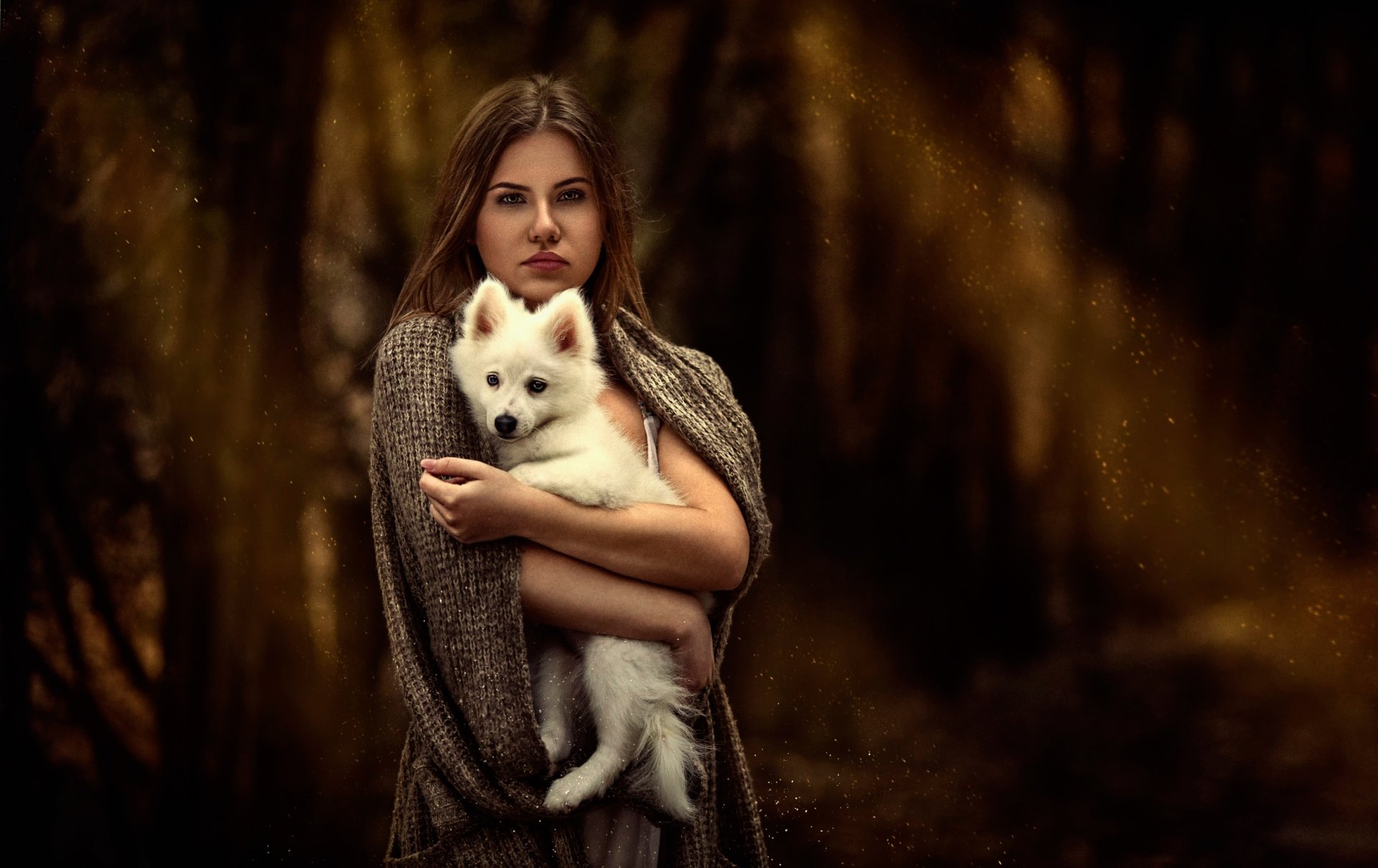 girl dog puppy white