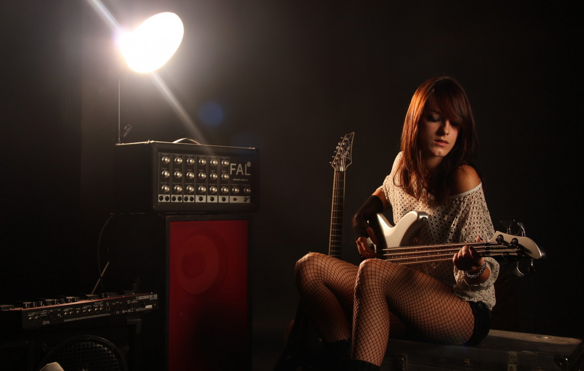 girl guitars music background