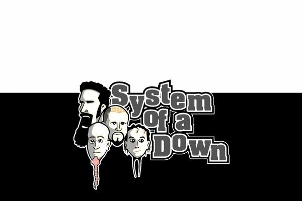 Drawing of the musicians of the band System of a Down