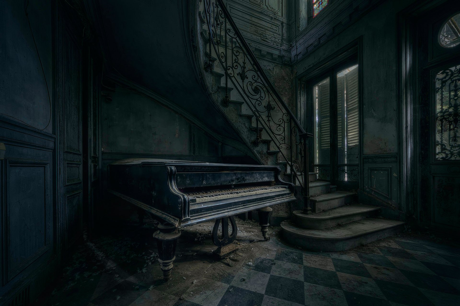 exit music piano stair