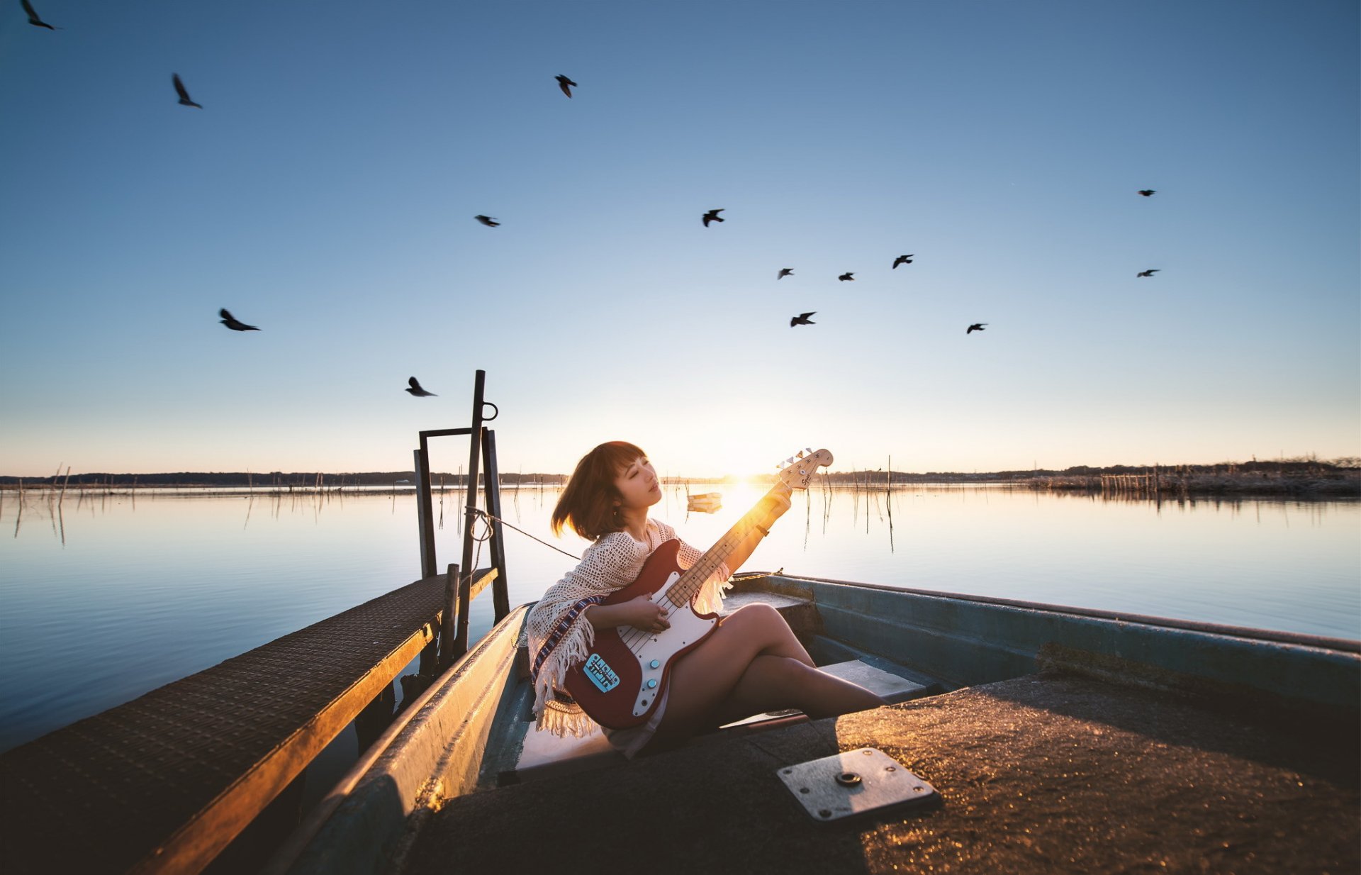 ragazza chitarra musica