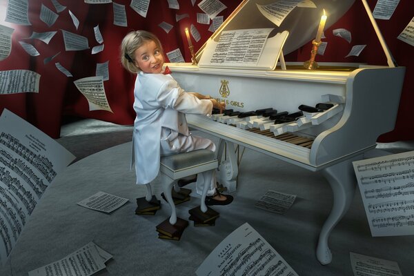 Bambina dietro belam piano