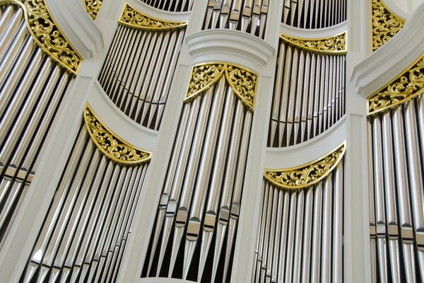 Classical instrument organ in the cathedral hall