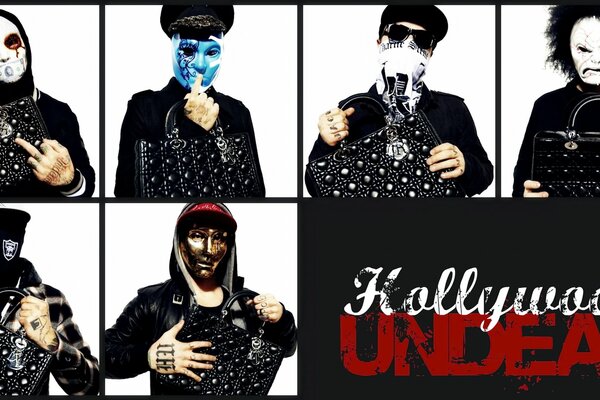 Die Band Hollywood undead-Songs im Rap-Rock-Stil, an der Kreuzung von Hip-Hop und Alternativrock