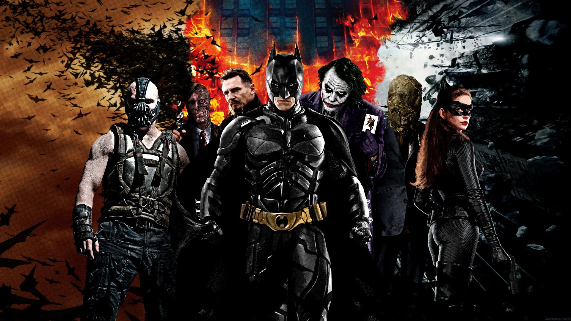 batman: początek batman begins mroczny rycerz mroczny rycerz: odrodzenie legendy mroczny rycerz: odrodzenie bane harvey dent two-face ra z al ghul batman joker strach na wróble