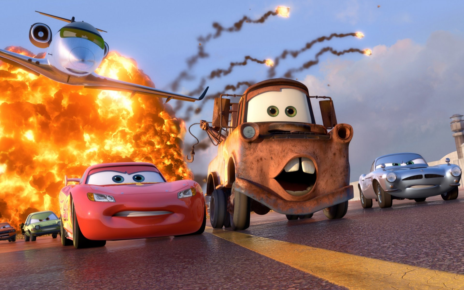 cars 2 tokio drift walt disney pixar animated film racing sport owen wilson lightning mcqueen mater finn mcmissile spy agent world grand prix tokyo drift cartoon sports race machinery plane explosion prosecution th