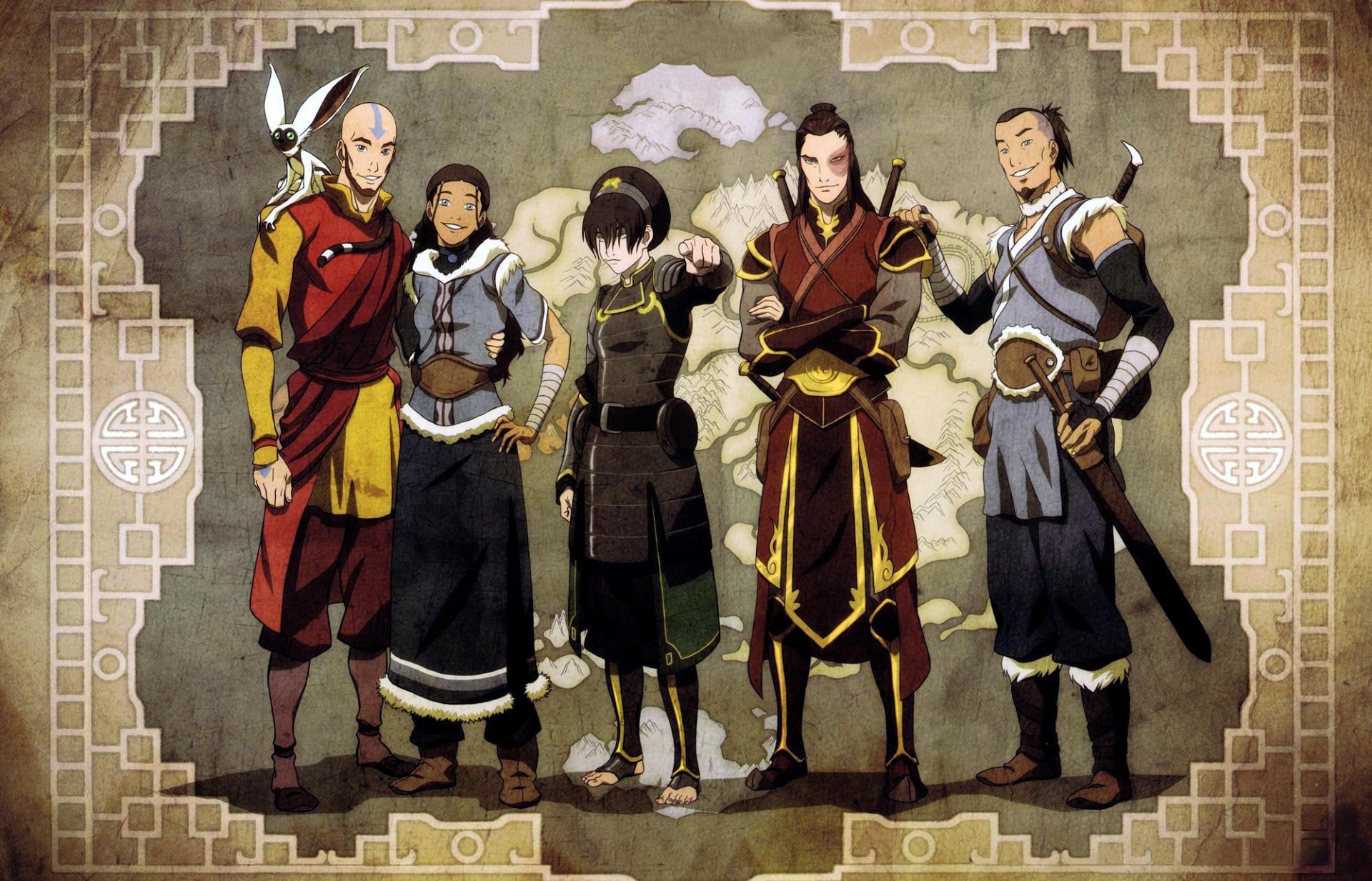 la leggenda di korra avatar avatar aang katara toph zuko soka momo amici mappa