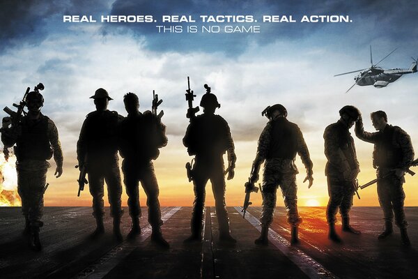 Poster con militari ed elicottero per il film La Legge del valore