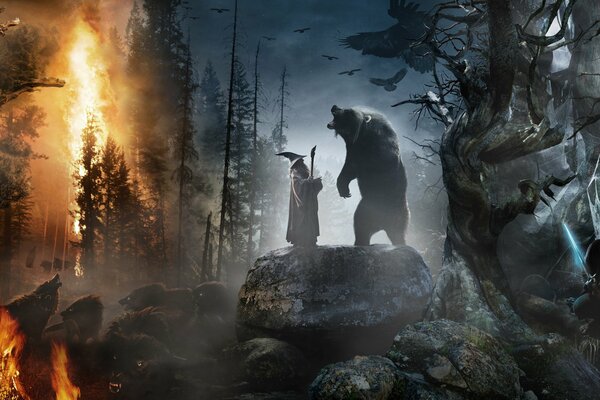 El Hobbit viaje inesperado con un oso en el bosque