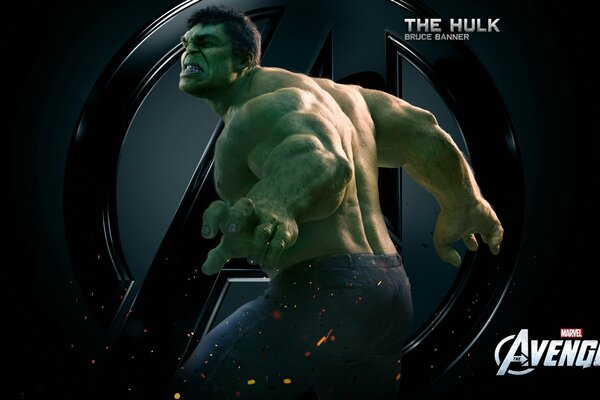 Mighty hulk on a black background