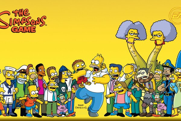Bildschirmschoner mit allen Charakteren des Spiels und des Films Die Simpsons