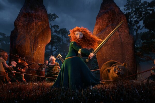 Рыжая принцесса из мультфильма Храбрая сердцем 
