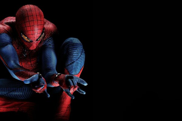 Spider-Man in a suit on a black background