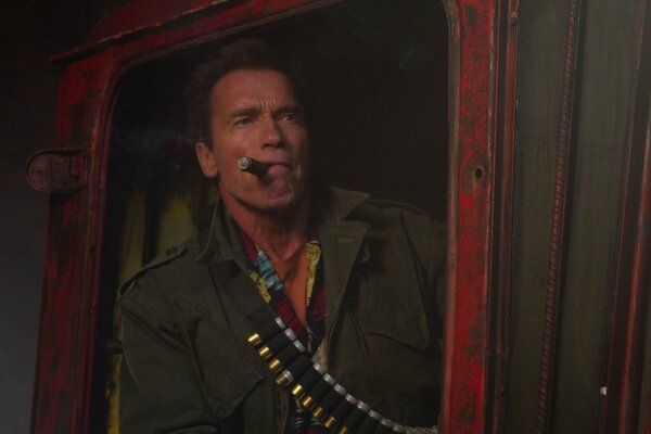 Actor Arnold Schwarzenegger from the movie The Expendables 2 .