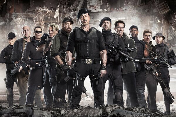 Cartel de la película the Expendables con Stallone en primer plano