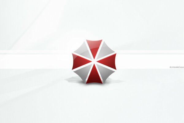 Logo parasola w kolorze białym i czerwonym