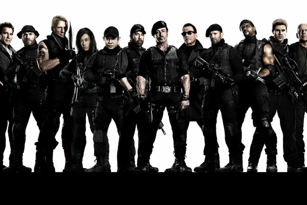 A photo on the desktop. Actors of the movie The Expendables 2 