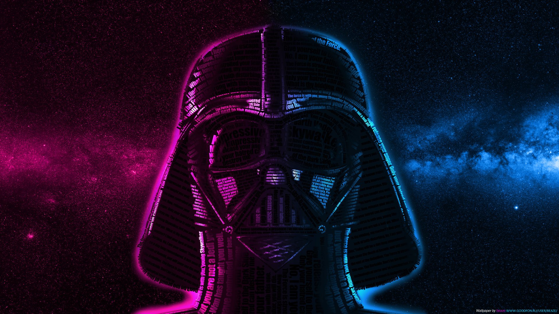 darth vader étoiles mots de mots texte