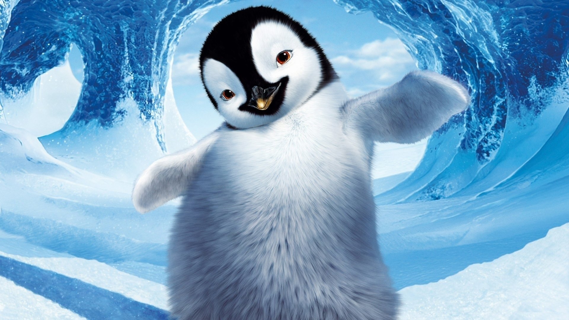 cartoon happy feet adult penguin snow winter