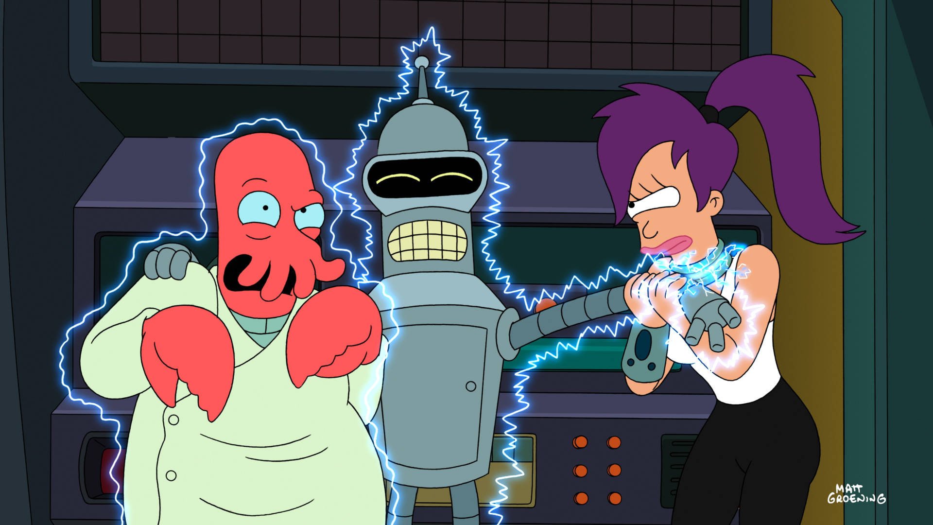 futurama zoidberg doktor bender lila prąd udar mult