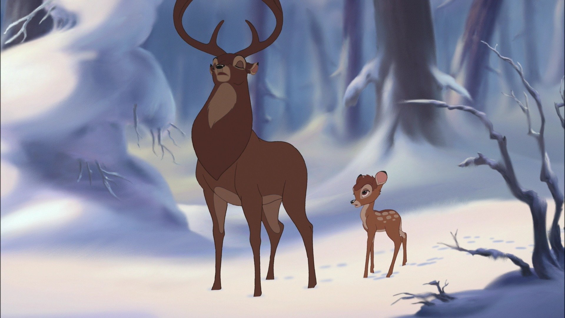 cartoon bambi wald winter schnee hirsch