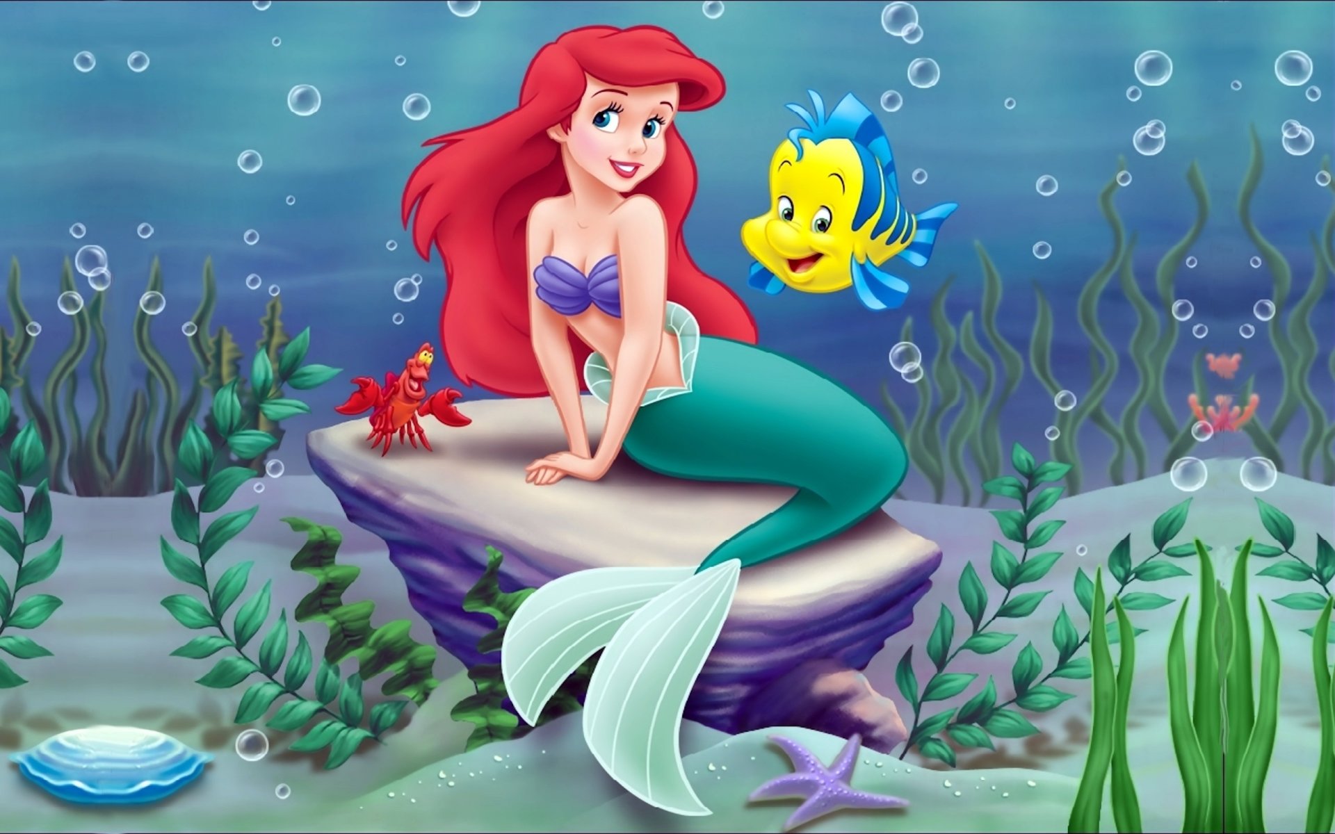 sirenetta disney ariel sirenetta cartone animato sirena mare pesce luna granchio alghe